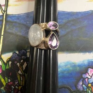 Elegant Silver and Purple Gemstone Ring